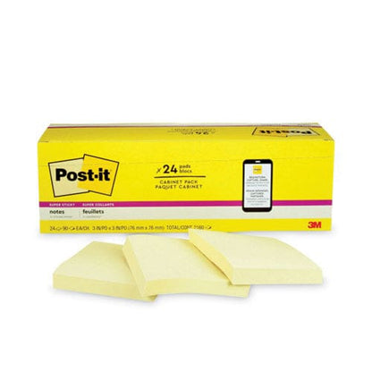 Post-it Notes Super Sticky Pads In Canary Yellow Cabinet Pack 3 X 3 90 Sheets/pad 24 Pads/pack - School Supplies - Post-it® Notes Super