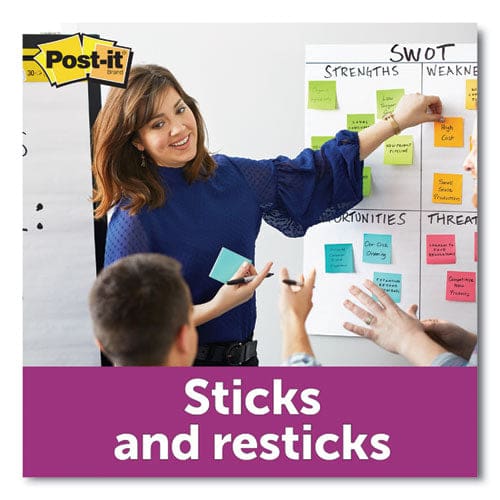Post-it Notes Super Sticky Pads In Energy Boost Collection Colors 2 X 2 90 Sheets/pad 8 Pads/pack - School Supplies - Post-it® Notes Super