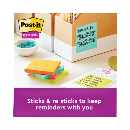 Post-it Notes Super Sticky Pads In Supernova Neon Collection Colors Note Ruled 4 X 4 90 Sheets/pad 6 Pads/pack - School Supplies - Post-it®