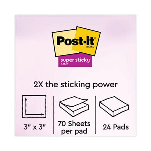 Post-it Notes Super Sticky Recycled Notes In Oasis Collection Colors Cabinet Pack 3 X 3 70 Sheets/pad 24 Pads/pack - School Supplies -