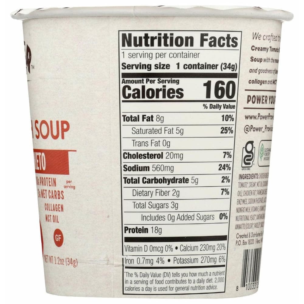 POWER PROVISIONS Grocery > Soups & Stocks POWER PROVISIONS: Creamy Tomato Bone Broth Soup, 1.2 oz