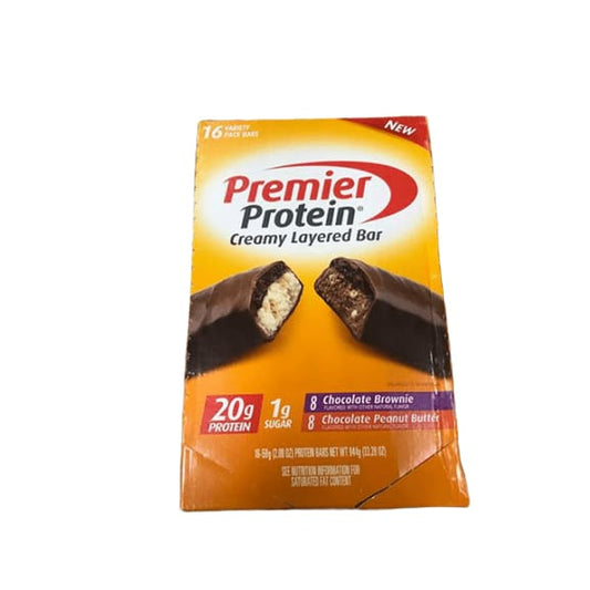 Premier Protein Creamy Layered Bar - Chocolate Brownie & Chocolate Peanut Butter (16 ct, 2.08 oz. ea.) - ShelHealth.Com