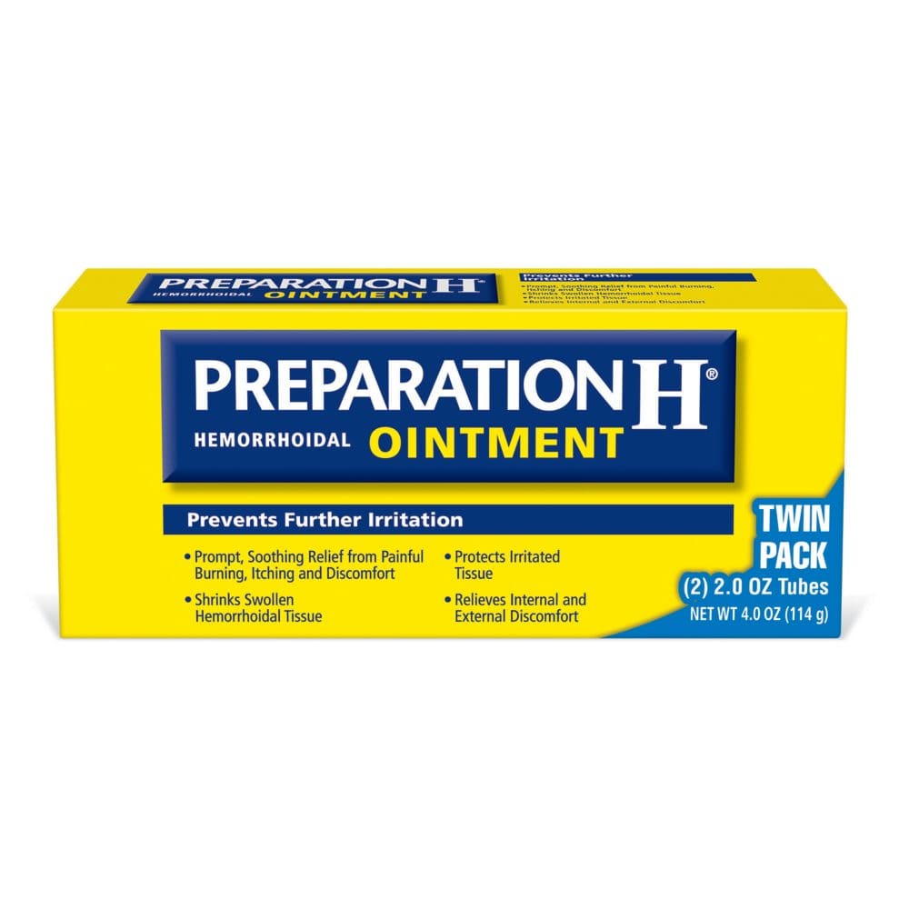 Preparation H Hemorrhoid Symptom Treatment Ointment Itching Burning and Discomfort Relief (4.0 oz Twin Pack) - Pain Relief - Preparation H