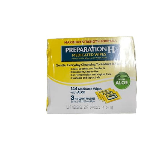 Preparation H Medicated Wipes, 144 Count - ShelHealth.Com