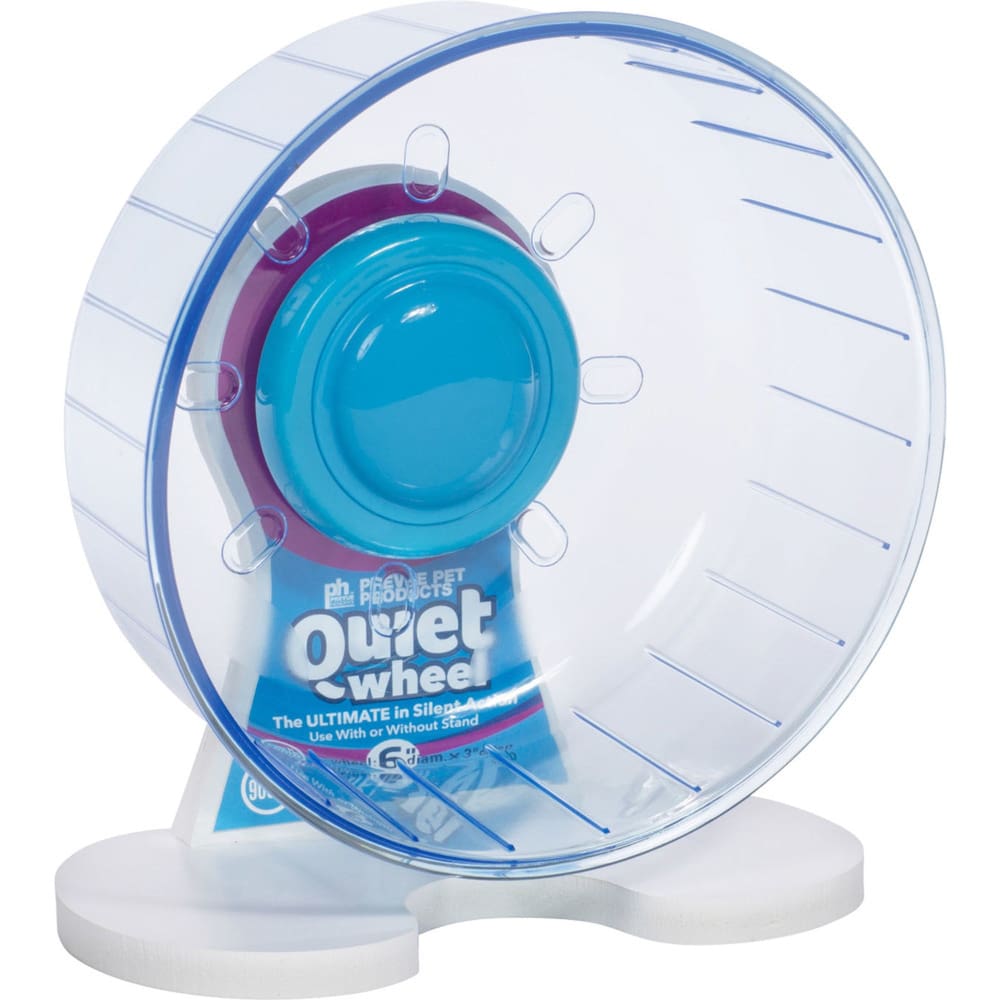 Prevue Pet Products Quiet Wheel Exercise Wheel for Small Animals For Mouse/Gerbil Translucent Blue White 6 Inches - Pet Supplies - Prevue