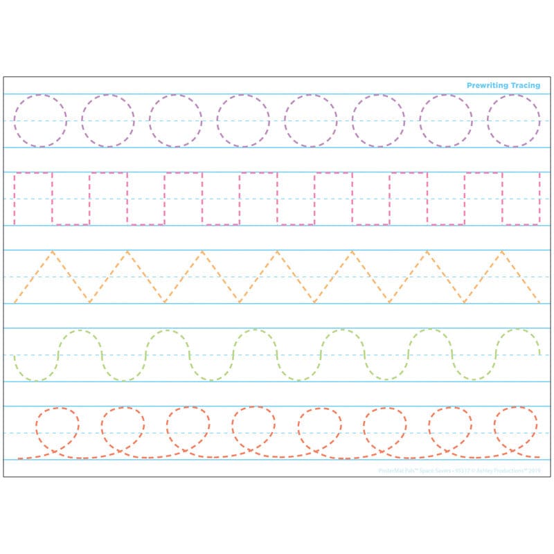 Prewriting Tracing Postermat Pals Smart Poly Single Sided (Pack of 12) - Language Arts - Ashley Productions