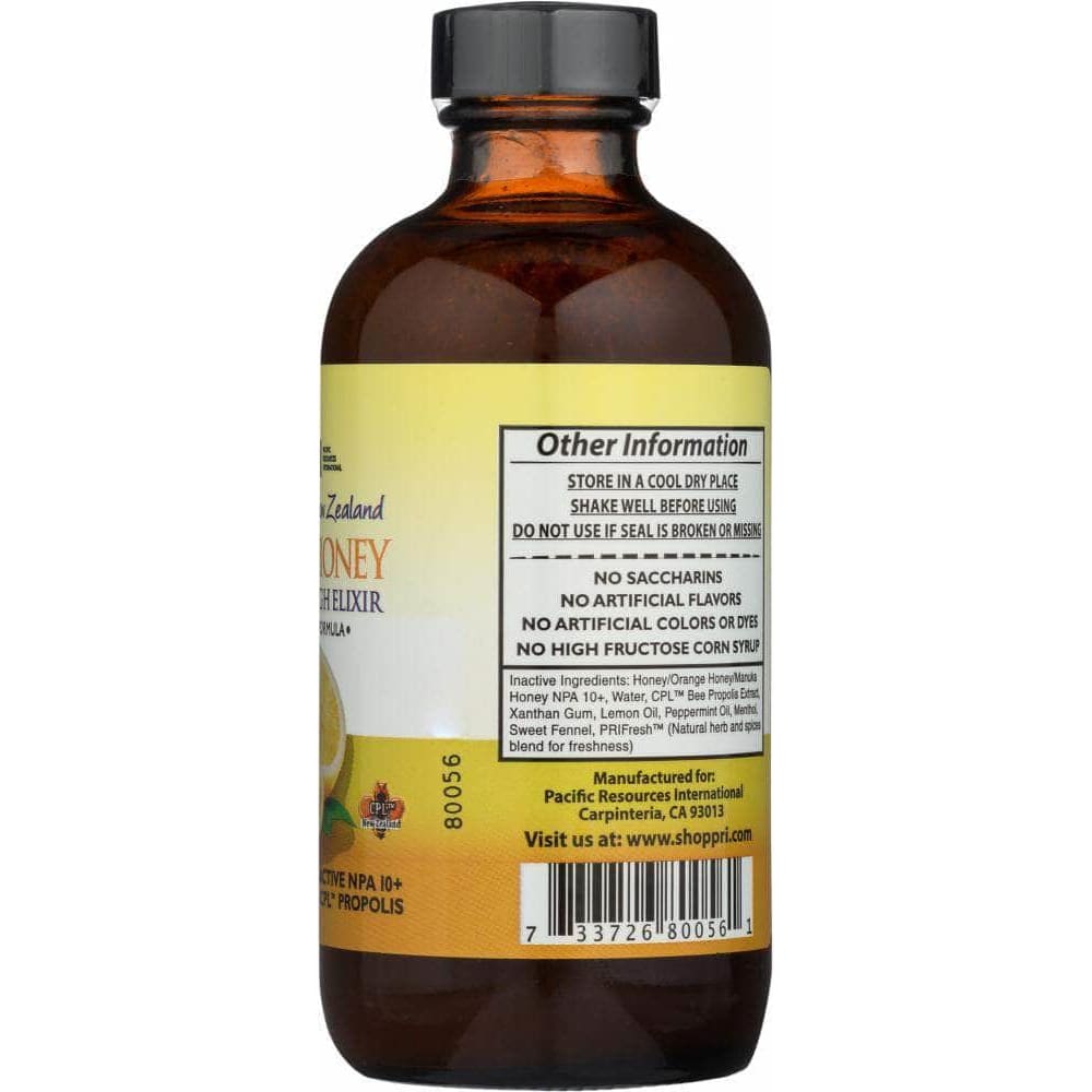 PACIFIC RESOURCES INTERNATIONAL Pri Cough Elixir Lemon Manuka Honey, 8 Oz