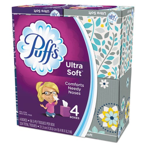 Puffs Ultra Soft Facial Tissue 2-ply White 56 Sheets/box 4 Boxes/pack 6 Packs/carton - Janitorial & Sanitation - Puffs®