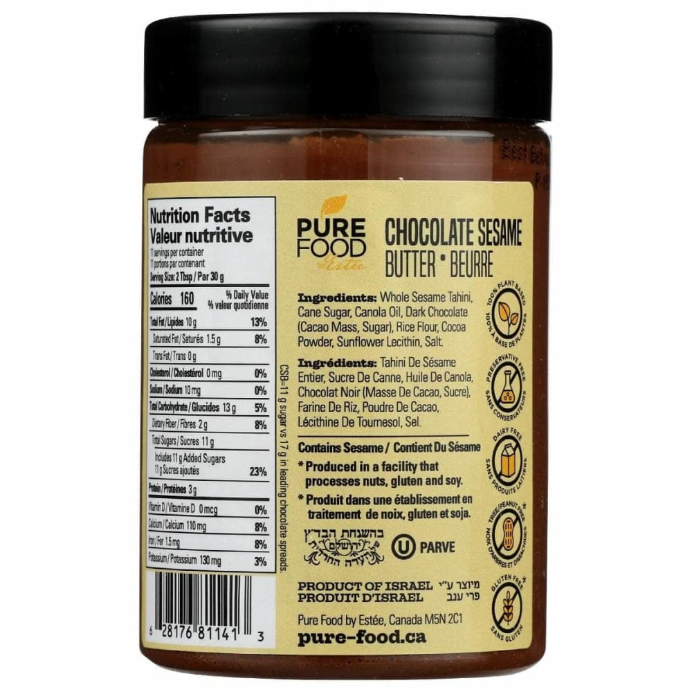 PURE FOOD BY ESTEE Grocery > Pantry > Condiments PURE FOOD BY ESTEE: Butter Chocolate Sesame, 11.7 oz