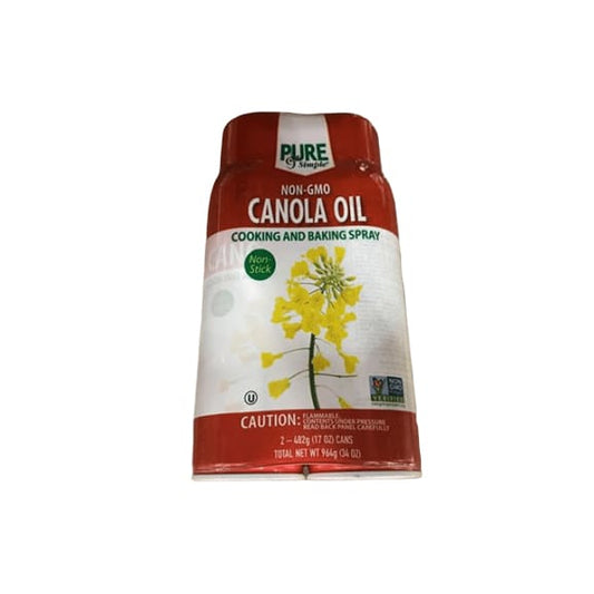 Pure & Simple Canola Oil Cooking And Baking Spray, 2 x 17 oz - ShelHealth.Com