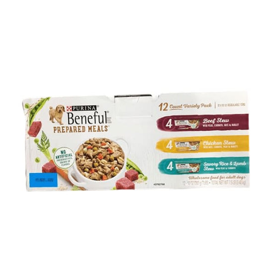 Purina Beneful Prepared Meals Variety Pack Dog Food, 10 oz. Plastic Tubs, 12 ct. - ShelHealth.Com