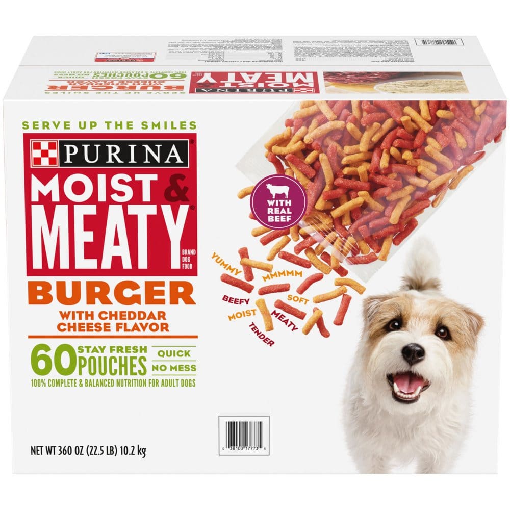Purina Moist & Meaty Dog Food Burger with Cheddar Cheese Flavor (6 oz. 60 ct.) - Dog Food & Treats - Purina Moist