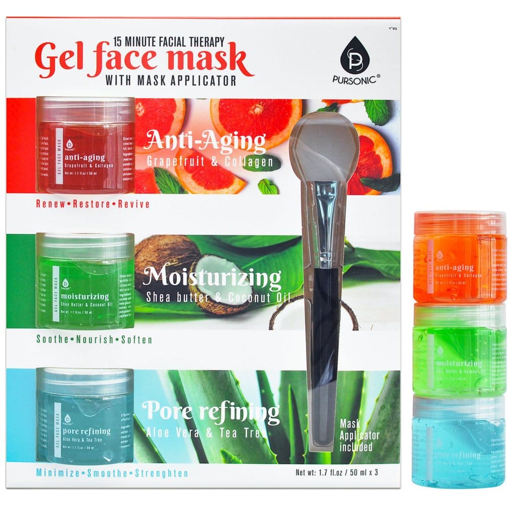 Pursonic Gel Face Mask 3-pack Anti-Aging + Moisturizing + Pore Refining - Skin Care - Pursonic Gel