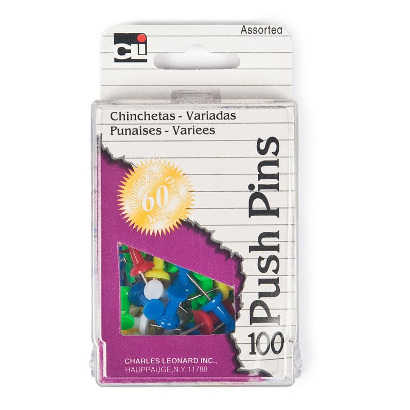 Push Pins Assorted Colors 100/Box (Pack of 12) | ShelHealth