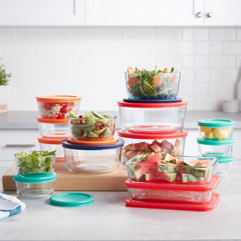 Pyrex Simply Store Glass Food Storage Containers, 30-Piece Set | ShelHealth