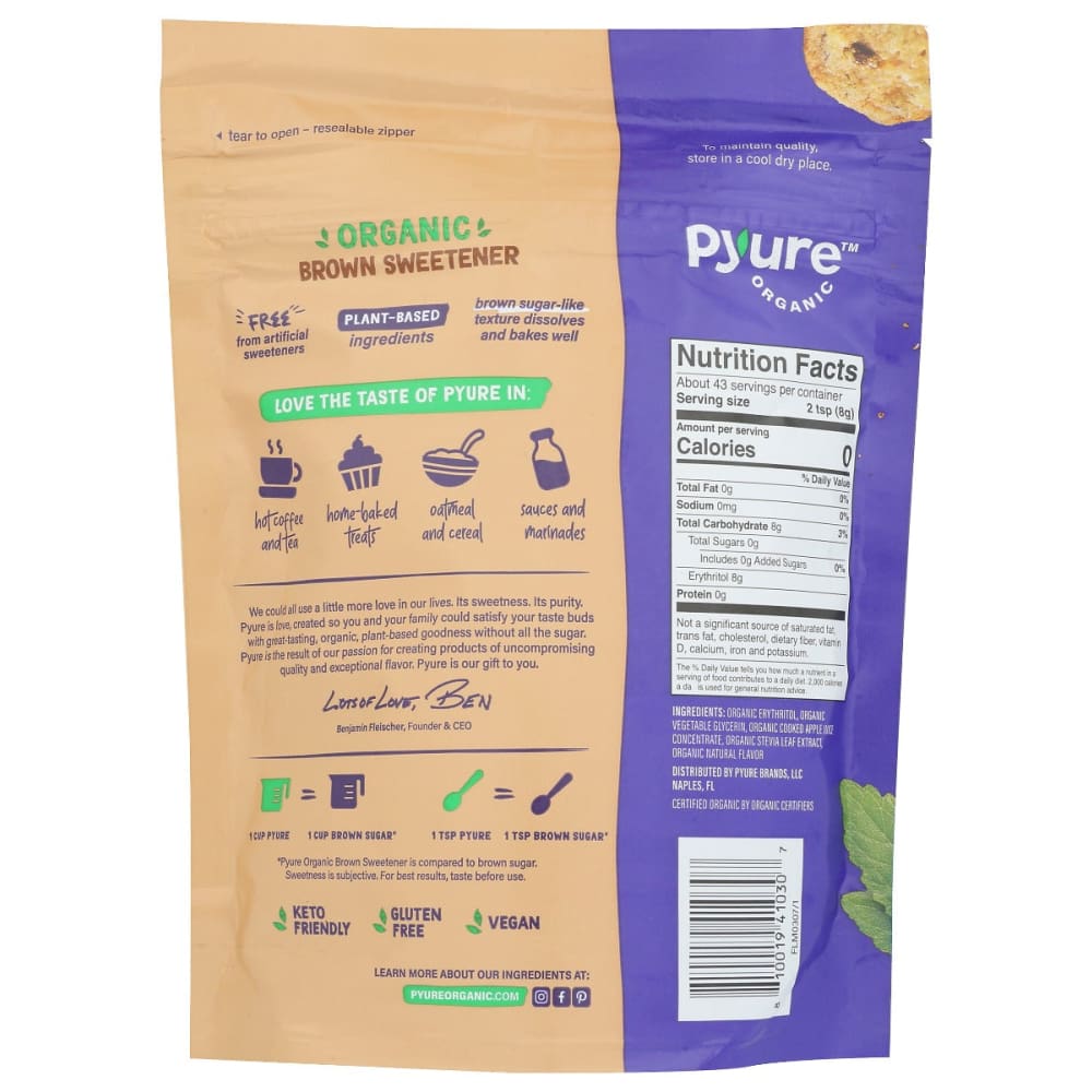 PYURE: Organic Brown Sweetener 12 oz - Grocery > Cooking & Baking > Sugars & Sweeteners - PYURE