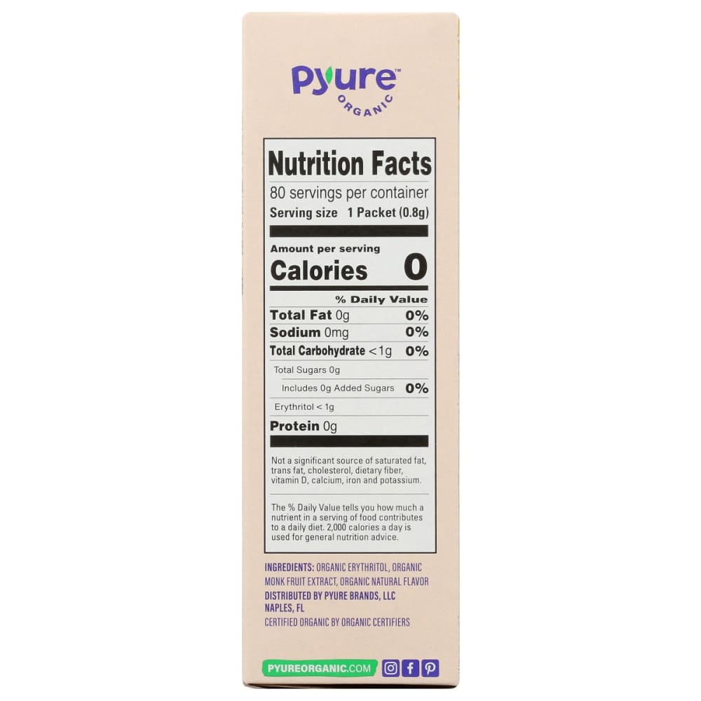 PYURE: Organic Monk Fruit Sweetener 2.25 oz - Grocery > Cooking & Baking > Sugars & Sweeteners - PYURE