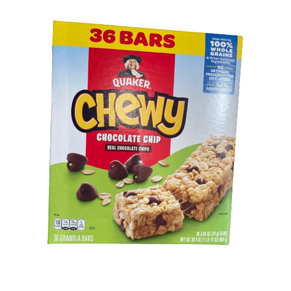 Quaker Quaker Chewy Granola Bars, Chocolate Chip, 36 Pack, 30.4 oz