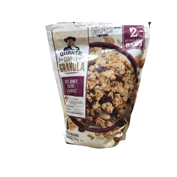 Quaker Granola Oats, Honey, Raisins and Almonds - Two 34.5oz Bags - ShelHealth.Com