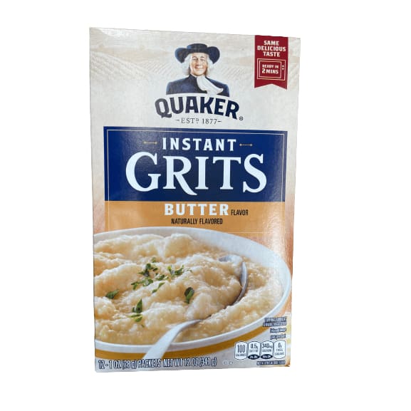Quaker Instant Grits, Butter, 1.0 oz, 12 Packets ShelHealth