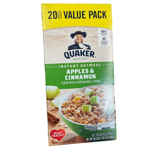 Quaker Quaker Instant Oatmeal, Apple & Cinnamon, 1.51 oz, 20 Packets
