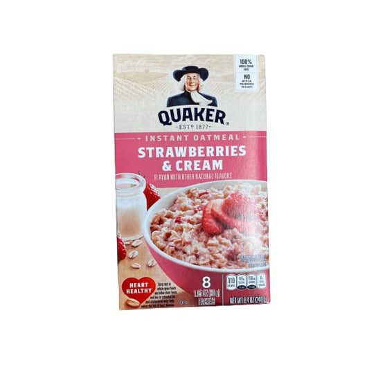 Quaker Quaker Instant Oatmeal Fruit & Cream, Strawberries & Cream Flavor, 8.4 Oz, 8 Count
