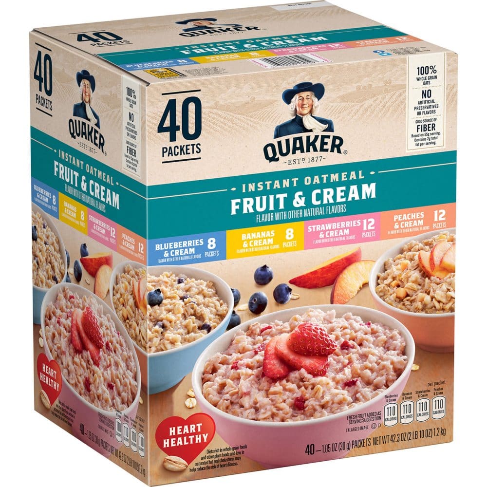 Quaker Instant Oatmeal Fruit & Cream Variety Pack (40 pk.) - Cereal & Breakfast Foods - Quaker Instant