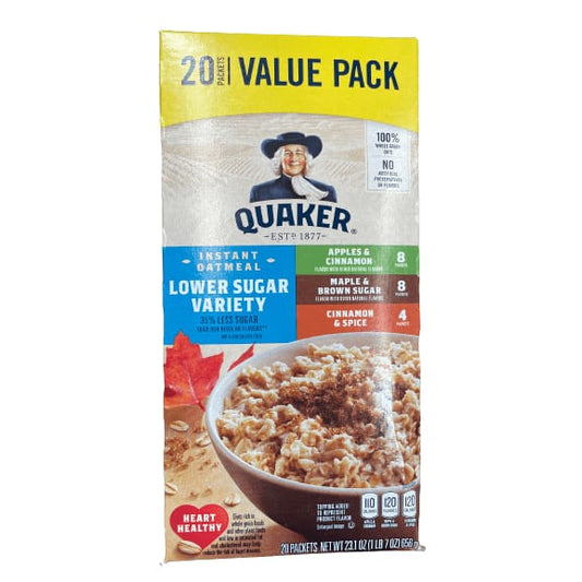 Quaker Quaker Instant Oatmeal, Lower Sugar Variety Pack, 1.16 oz, 20 Packets