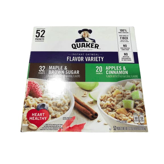 Quaker Instant Oatmeal Variety Pack, Maple & Brown Sugar, Apples & Cinnamon, 73.2 Ounce - ShelHealth.Com
