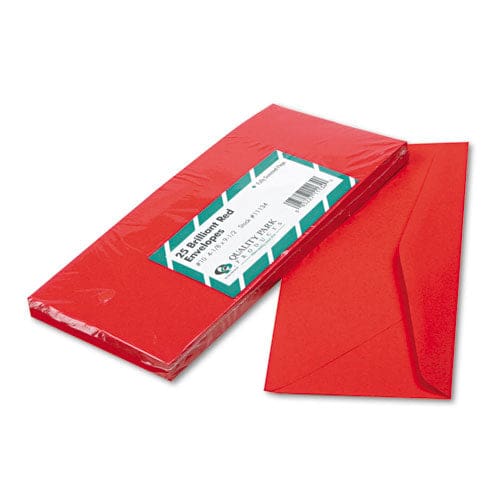 Quality Park Colored Envelope #10 Commercial Flap Gummed Closure 4.13 X 9.5 Red 25/pack - Office - Quality Park™