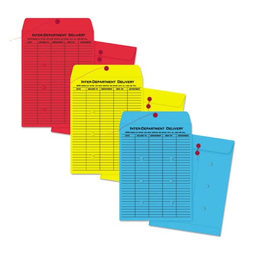 Quality Park Colored Paper String And Button Interoffice Envelope #97 One-sided Five-column Format 10 X 13 Red 100/box - Office - Quality