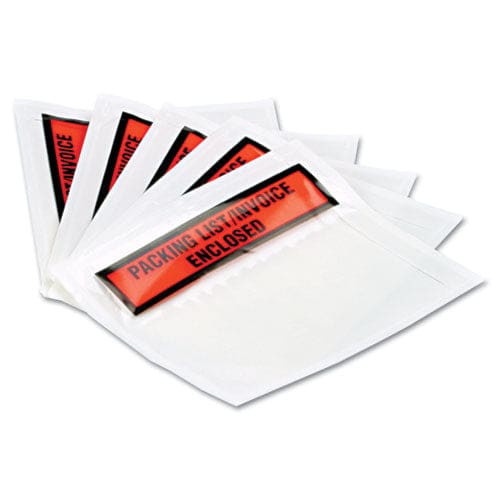 Quality Park Self-adhesive Packing List Envelope Top-print Front: Packing List/invoice Enclosed 4.5 X 5.5 Clear/orange 100/box - Office -