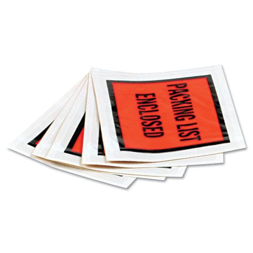 Quality Park Self-adhesive Packing List Envelope Top-print Front: Packing List/invoice Enclosed 4.5 X 5.5 Clear/orange 100/box - Office -