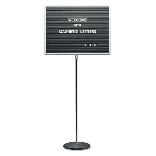 Quartet Adjustable Single-pedestal Magnetic Letter Board 24 X 18 Black Surface Gray Aluminum Frame - School Supplies - Quartet®
