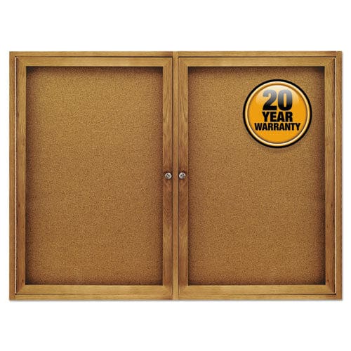 Quartet Enclosed Indoor Cork Bulletin Board With Three Hinged Doors 72 X 36 Natural Surface Silver Aluminum Frame - School Supplies -