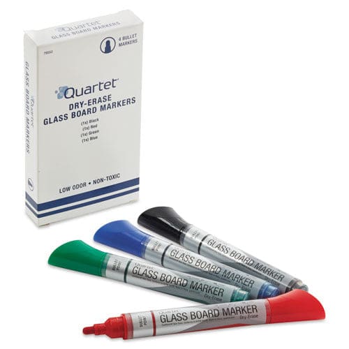 Quartet Premium Glass Board Dry Erase Marker Broad Bullet Tip Assorted Colors 4/pack - School Supplies - Quartet®