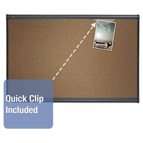 Quartet Prestige Colored Cork Bulletin Board 36 X 24 Brown Surface Graphite Gray Fiberboard/plastic Frame - School Supplies - Quartet®