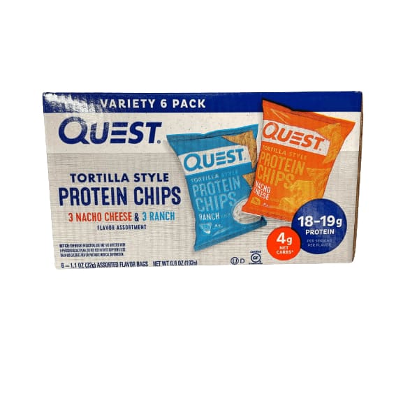 Quest Quest Tortilla Style Protein Chips, 3 x Nacho Cheese & 3 x Ranch