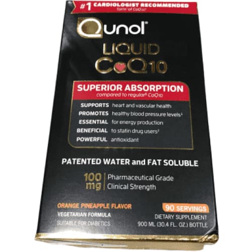 Qunol Liquid CoQ10 100mg, for Heart Support, Orange Pineapple Flavored, 90 Servings - ShelHealth.Com