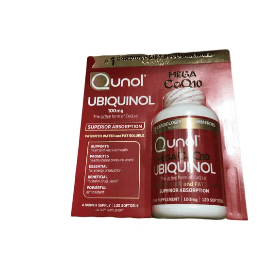 Qunol Mega Ubiquinol CoQ10 100mg, Antioxidant for Heart Support, 120 Softgels - ShelHealth.Com