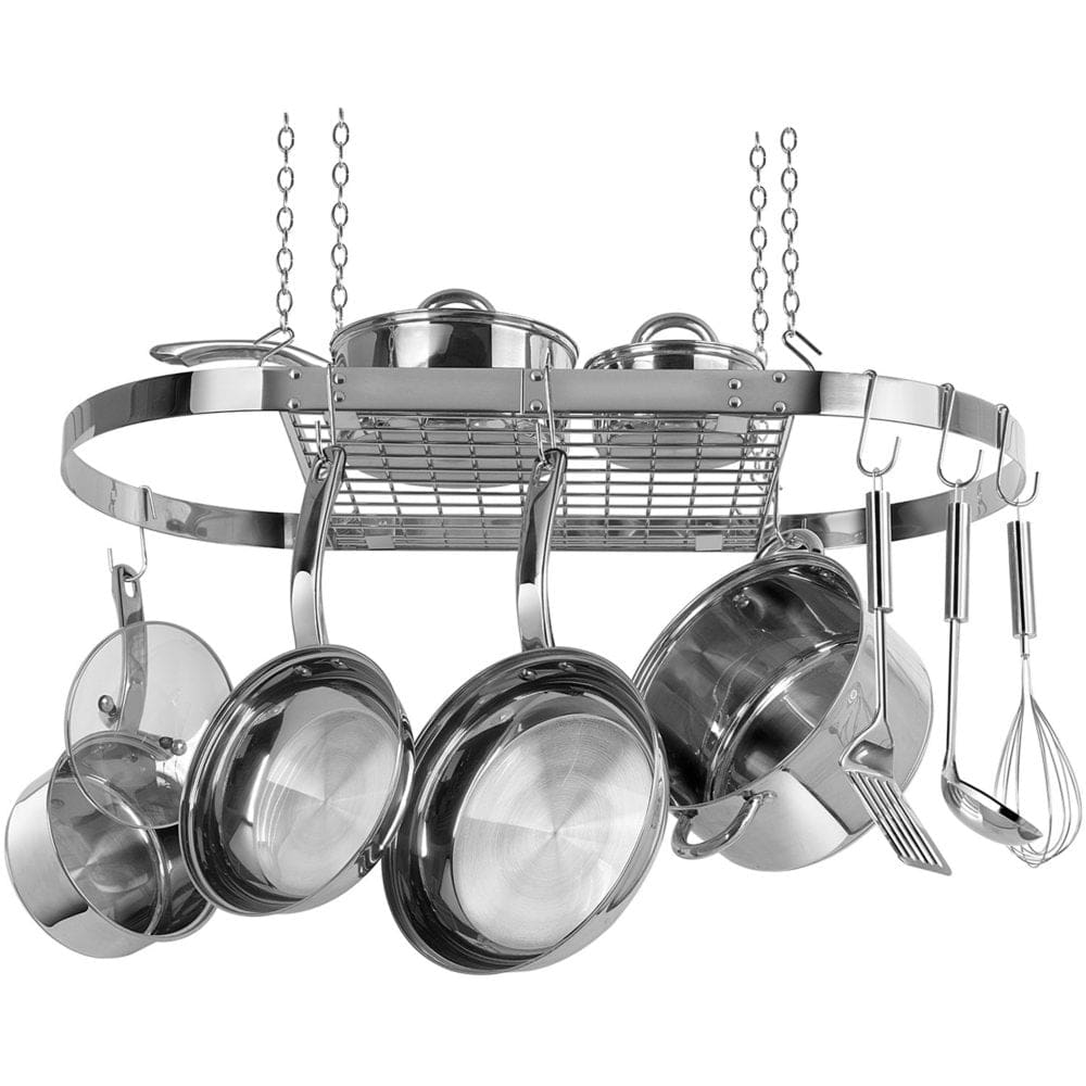Range Kleen Stainless-Steel Oval Hanging Pot Rack - Food Storage & Kitchen Organization - Range