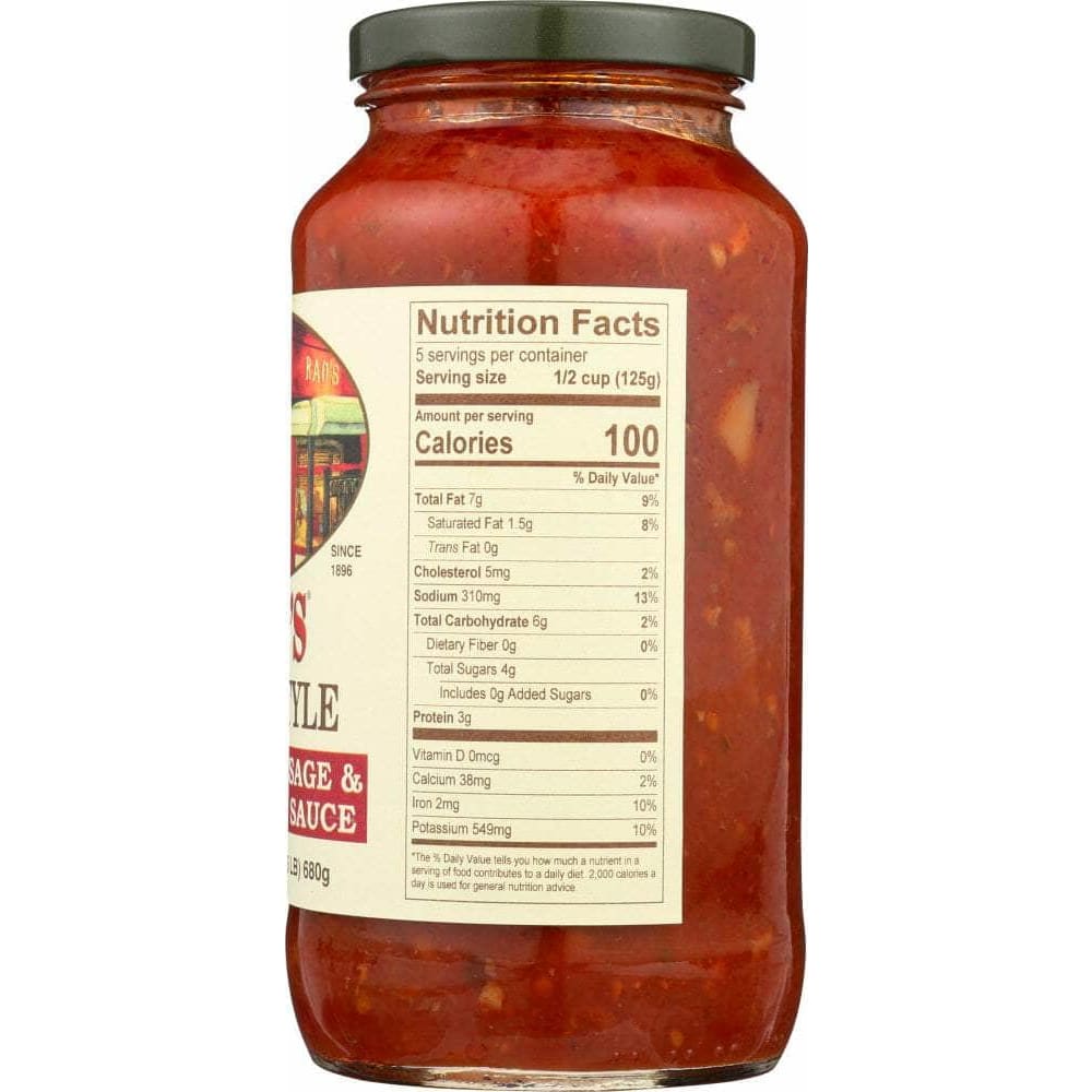 RAOS Grocery > Pantry > Pasta and Sauces RAOS: Italian Sausage & Mushroom Sauce, 24 oz