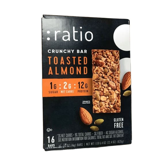 Ratio Crunchy Toasted Almond Bar, 16 Count - ShelHealth.Com