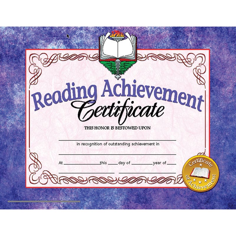 Reading Achievement 30Pk 8.5 X 11 Certificates Inkjet Laser (Pack of 8) - Language Arts - Flipside