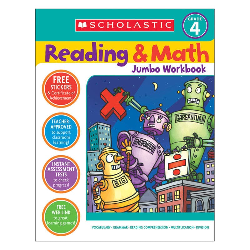 Reading & Math Jumbo Workbk Grade 4 (Pack of 3) - Activity Books - Scholastic Teaching Resources