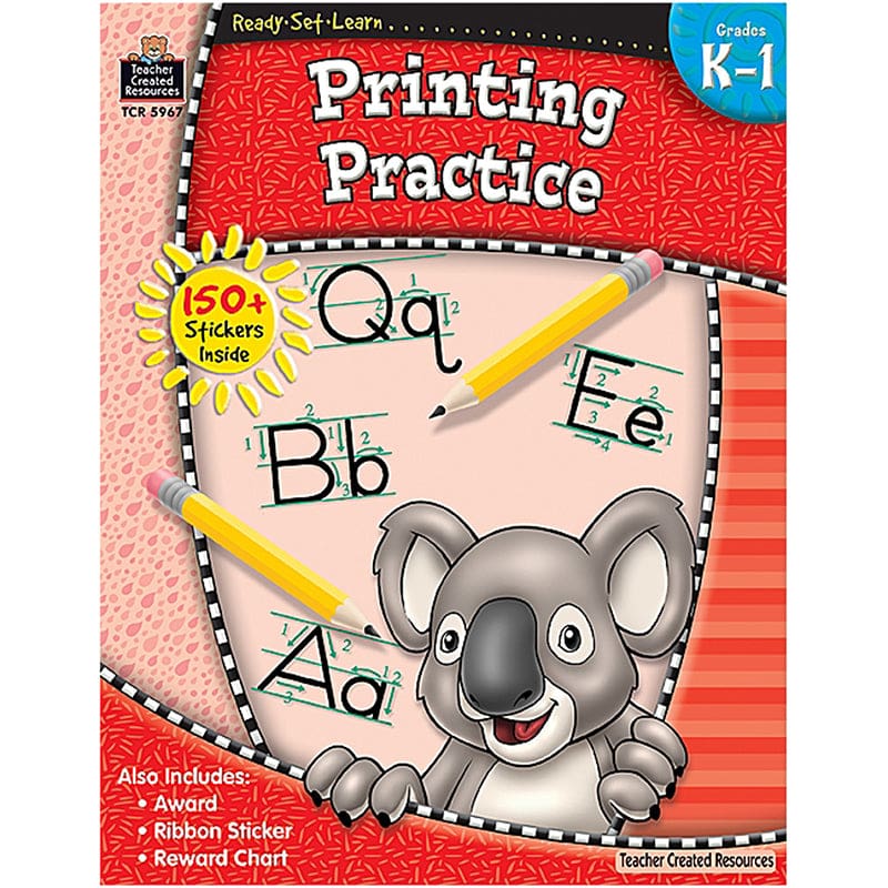 Ready Set Learn Printing Practice Gr K-1 (Pack of 10) - Handwriting Skills - Teacher Created Resources