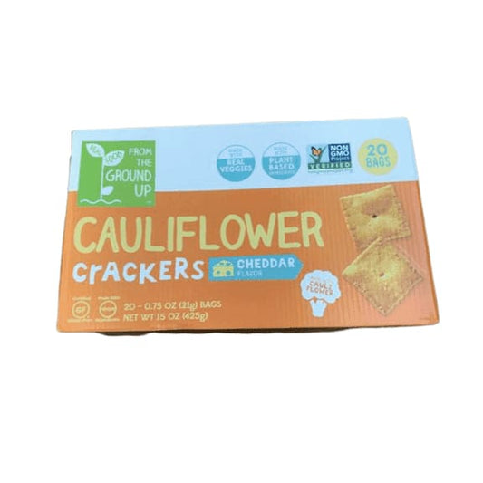 Real Food From the Ground Up Cauliflower Crackers - 20 bags, 0.75 oz each (Cheddar, Crackers) - ShelHealth.Com