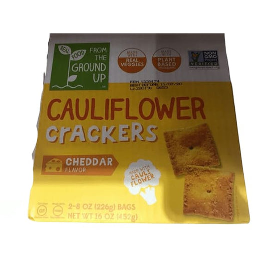 Real Food From the Ground Up Cauliflower Crackers, Cheddar, 16 oz - ShelHealth.Com