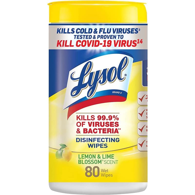 Reckitt Benckiser Lysol Disinfectant Wipe Lemon Tb80 Case of 6 - HouseKeeping >> Disinfectants - Reckitt Benckiser