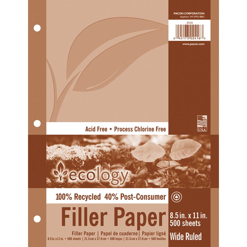 Recycled Filler Paper Wht 500 Shts 3/8In Ruled (Pack of 3) - Loose Leaf Paper - Dixon Ticonderoga Co - Pacon
